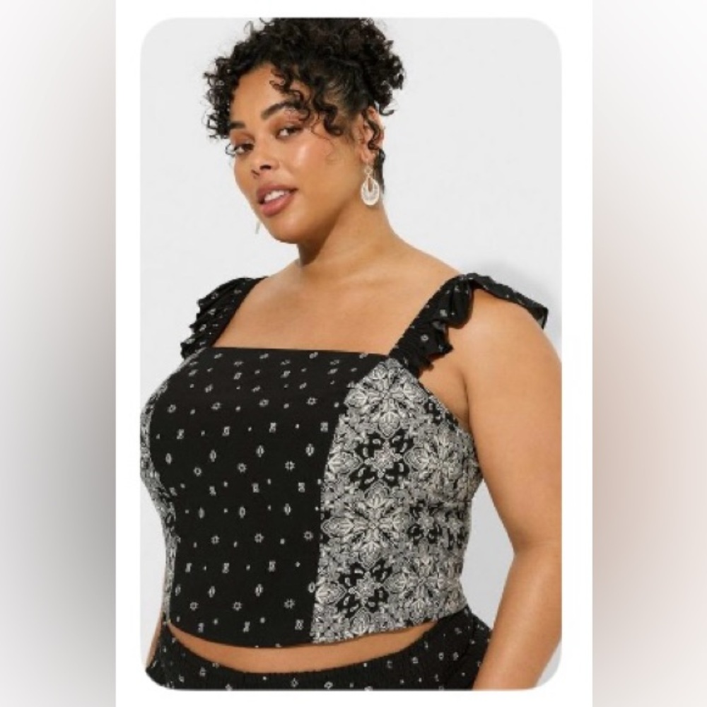 Torrid Black and White Crop Top